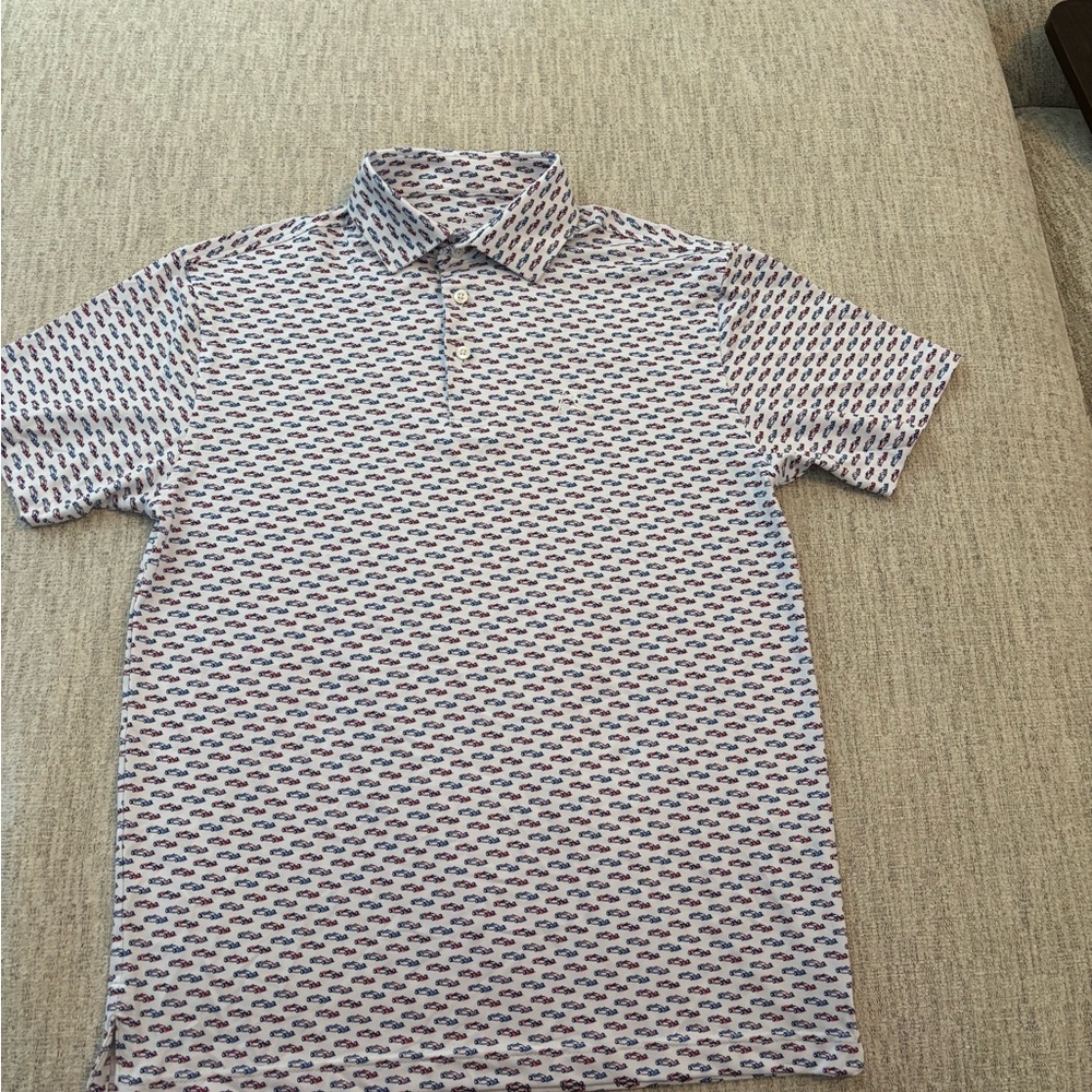 Rhoback Navy and White Patterned Polo Shirt